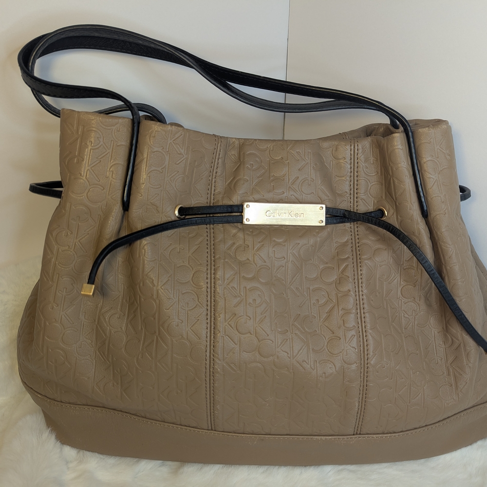 Calvin Klein Embossed Brown Shoulder Bag